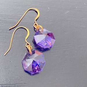 Swarovski and gold plated sterling earrings RLDesigns purple gold